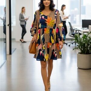 Flowy Summer Navy Multi Colors